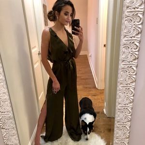 Olive Sheen Jumpsuit
